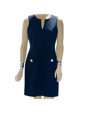 Karl Lagerfeld Paris Black Sleeveless Sheath Dress Womens Size 8 With Pockets